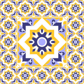 Carreaux Vintage Bleu & Jaune