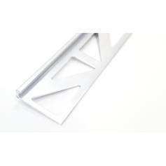 Profilé d'angle de finition pour murs et sols avec rebord visible fin, aluminium naturel.