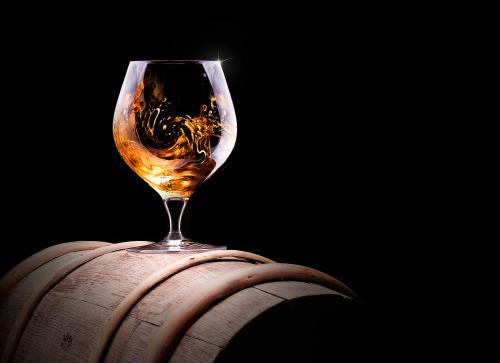 Verre de Cognac sur Tonneau